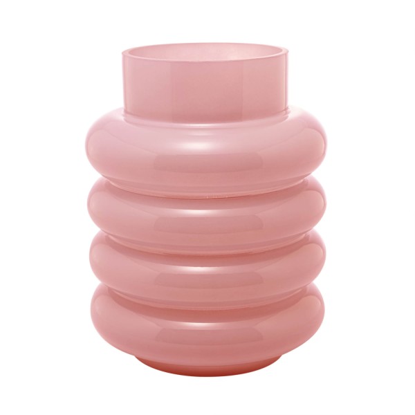 Encontraproduto.com.br - Vaso de Vidro Gomos Rosa 15cm x 15cm x 20cm - Wolff