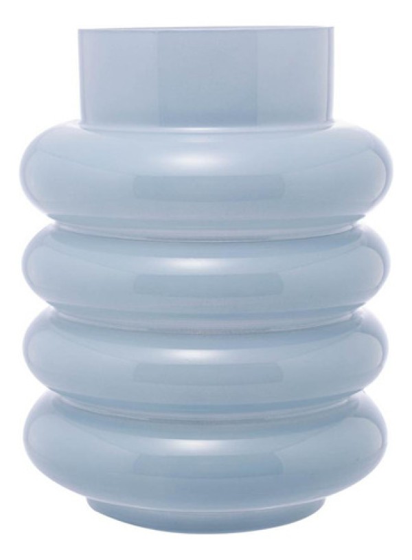 Vaso de Vidro Gomos Azul 15cm x 15cm x 20cm - Wolff