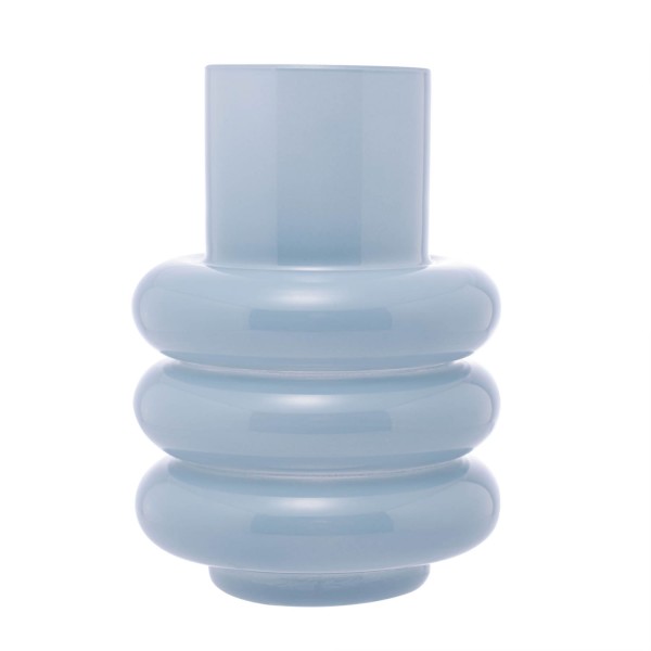 Encontraproduto.com.br - Vaso de Vidro Gomos Azul 18cm x 18cm x 23cm - Wolff
