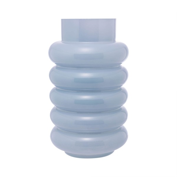 Encontraproduto.com.br - Vaso de Vidro Gomos Azul 15cm x 15cm x 25cm - Wolff
