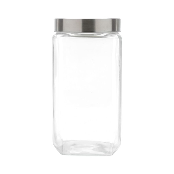 Encontraproduto.com.br - Porta mantimento de vidro com tampa em aço - 2,1 litros