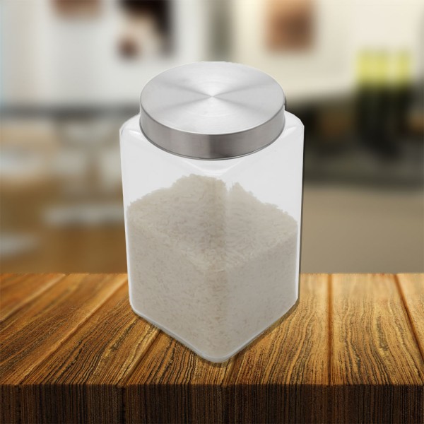 Encontraproduto.com.br - Porta mantimento de vidro com tampa em aço - 2,1 litros