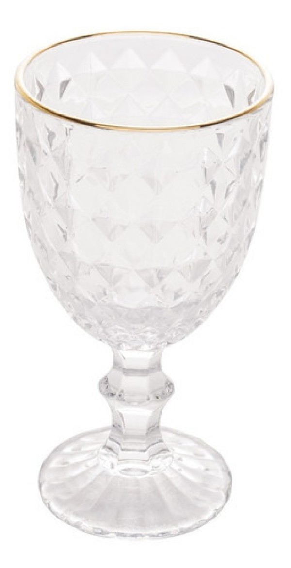 Jogo De 6 Taças 340ml Roman Com Borda Dourada Bon Gourmet Cor Incolor