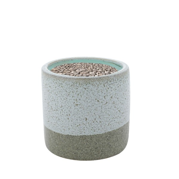Encontraproduto.com.br - Vaso Decorativo em Porcelana 11 cm x 11 cm com dois Tons de cor Cinza