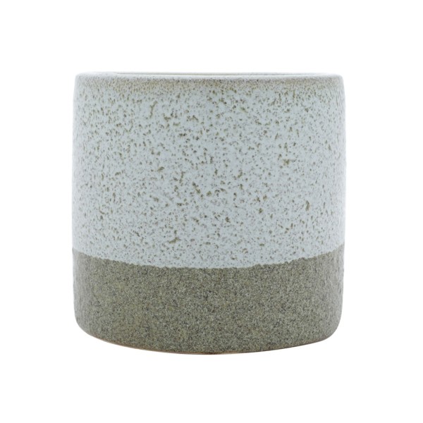 Encontraproduto.com.br - Vaso Decorativo em Porcelana 11 cm x 11 cm com dois Tons de cor Cinza