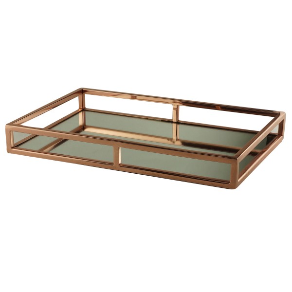 Encontraproduto.com.br - Bandeja Aço Inox Com Espelho Rose Gold - 41 cm