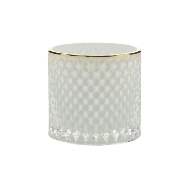Encontraproduto.com.br - Potiche Decorativo de Vidro Branco 11cm x 17cm - Wolff