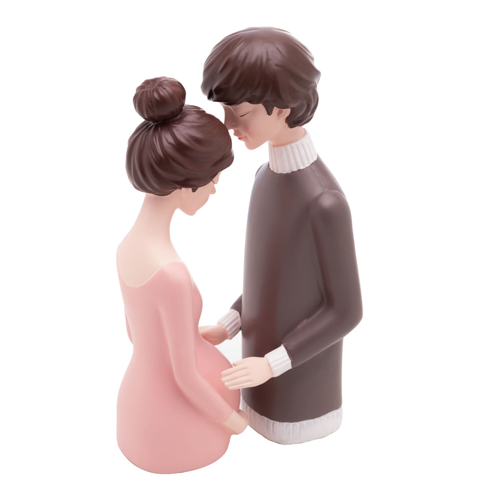 Figura Casal Gestante Wolff de Resina 10cm x 7,5cm x 20,5cm