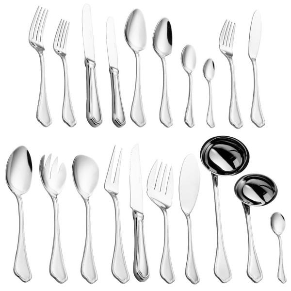 Encontraproduto.com.br - Faqueiro em aço inox sem estojo Wolff Zurich 130 peças 70021