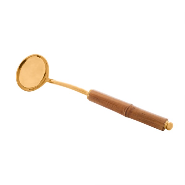 Encontraproduto.com.br - Conjunto 2 Conchas de Aço Inox com Cabo de Bambu Dourado - Wolff