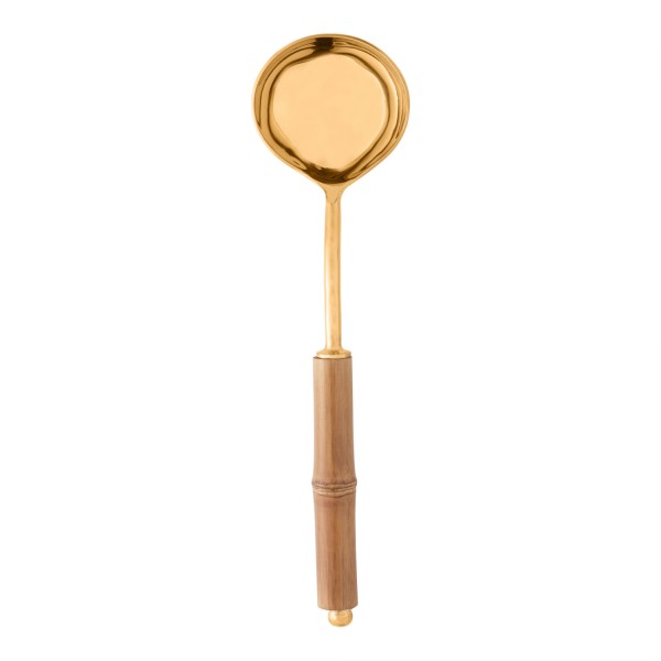 Encontraproduto.com.br - Conjunto 2 Conchas de Aço Inox com Cabo de Bambu Dourado - Wolff