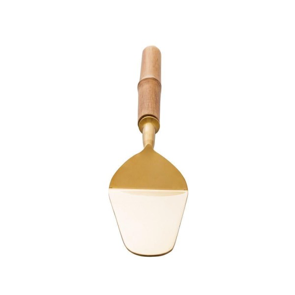 Encontraproduto.com.br - Conjunto 2 Peças para Bolo de Aço Inox com Cabo de Bambu Dourado - Wolff