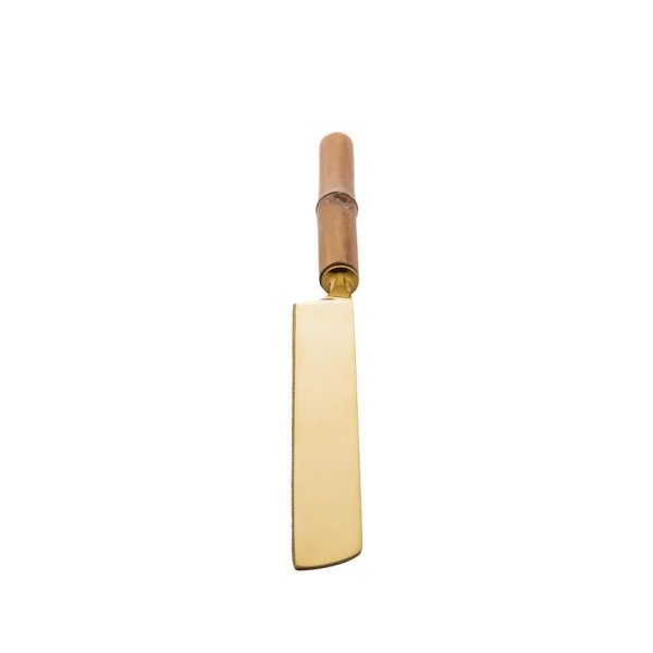 Encontraproduto.com.br - Conjunto 2 Peças para Bolo de Aço Inox com Cabo de Bambu Dourado - Wolff