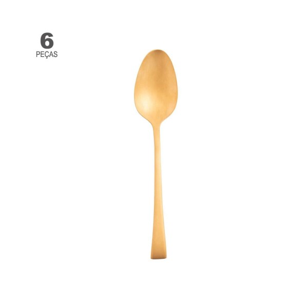 Encontraproduto.com.br - Conjunto 6 Colheres para Mesa de Aço Inox Berna Dourado Fosco - Wolff