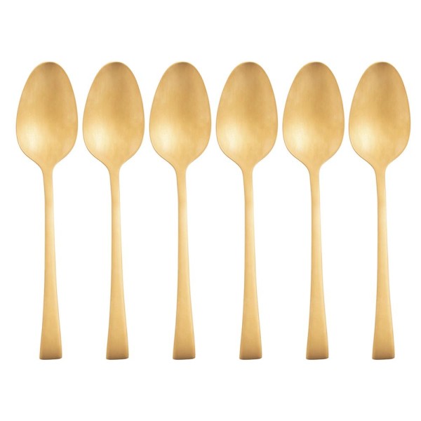 Encontraproduto.com.br - Conjunto 6 Colheres para Mesa de Aço Inox Berna Dourado Fosco - Wolff
