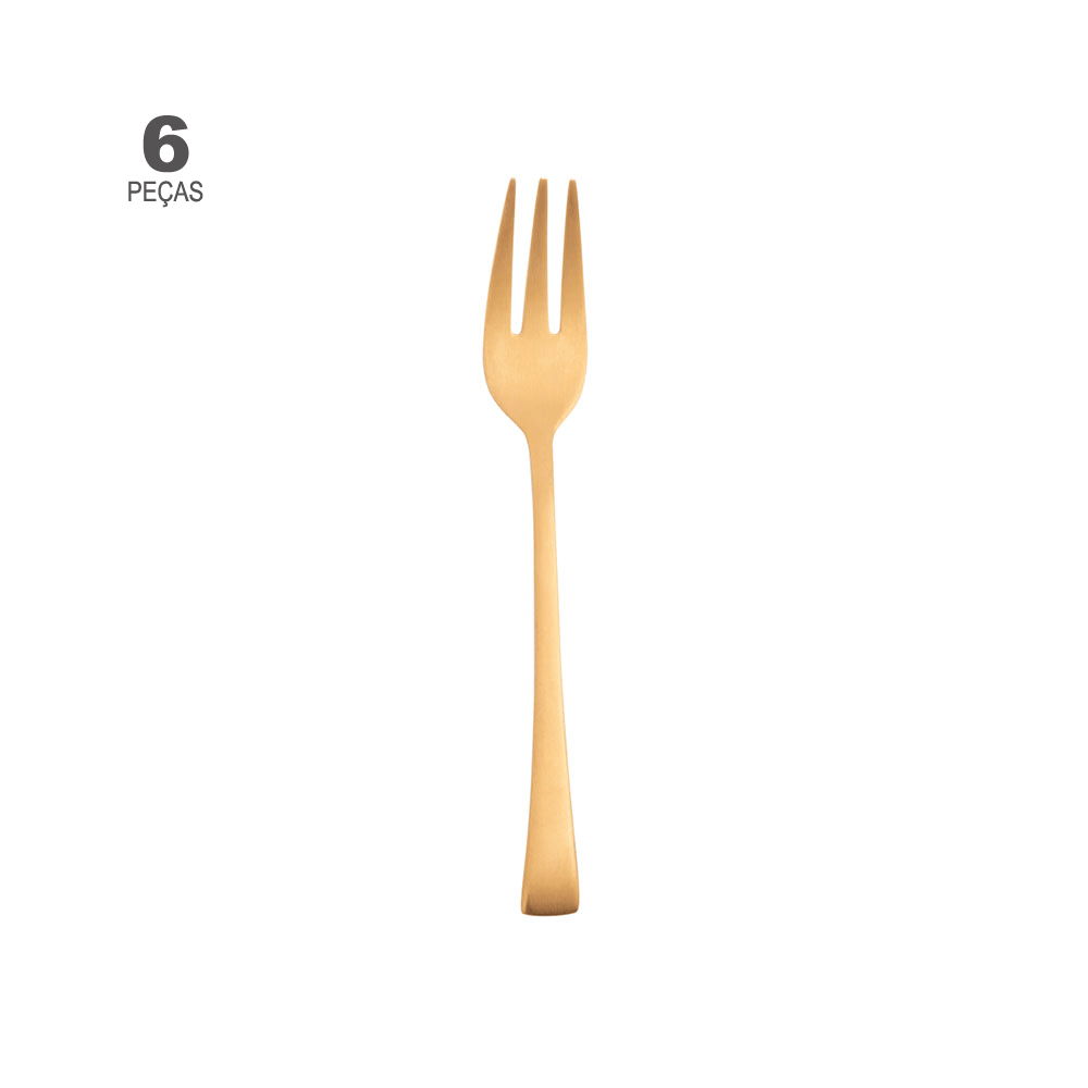 Encontraproduto.com.br - Conjunto 6 Garfos de Bolo de Aço Inox Berna Dourado Fosco - Wolff