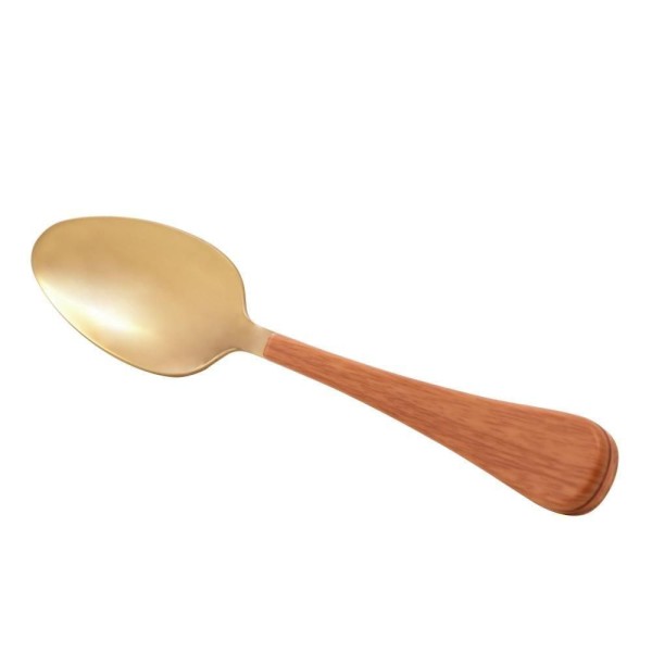 Encontraproduto.com.br - Jogo 6 Colheres para Mesa com Aço Inox com Cabo em Plástico Amadeirado