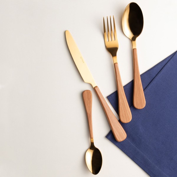 Encontraproduto.com.br - Jogo 6 Colheres para Mesa com Aço Inox com Cabo em Plástico Amadeirado
