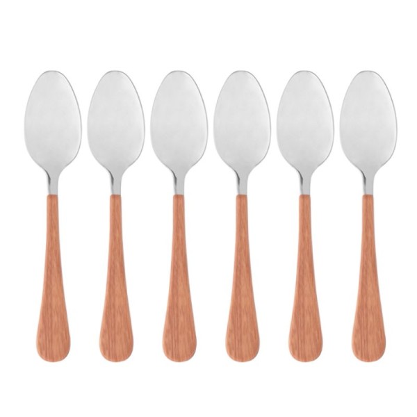 Encontraproduto.com.br - Jogo 6 Colheres para Mesa com Aço Inox com Cabo em Plástico Amadeirado