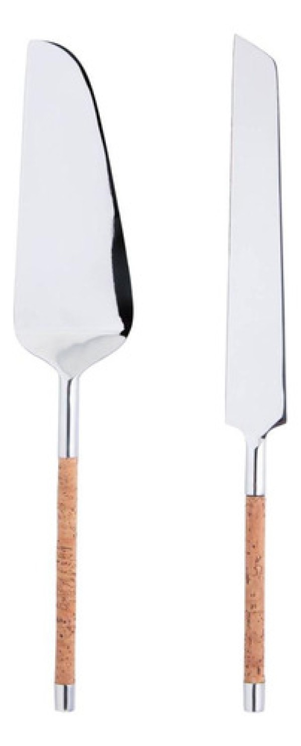 Encontraproduto.com.br - Conjunto 2 Peças para Bolo de Aço Inox com Cabo de Cortiça - Wolff