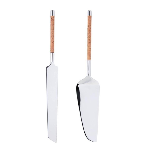Encontraproduto.com.br - Conjunto 2 Peças para Bolo de Aço Inox com Cabo de Cortiça - Wolff