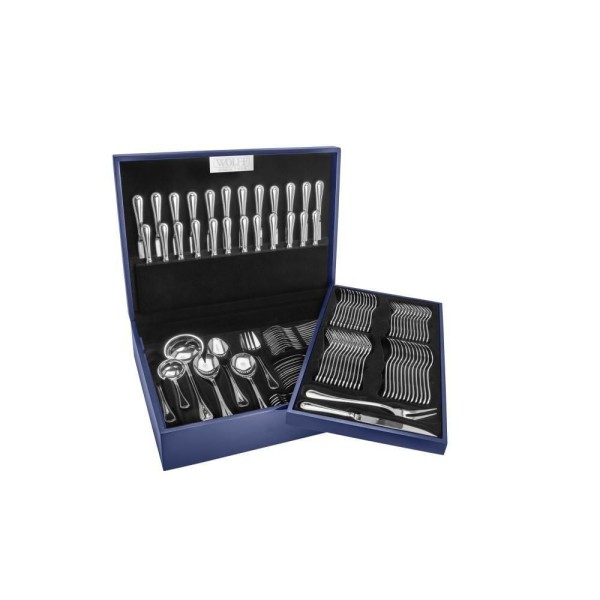 Encontraproduto.com.br - Faqueiro Wolff 130 Pcs De Inox C/Estojo De Madeira Geneve