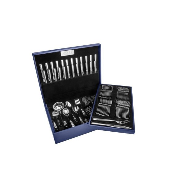 Encontraproduto.com.br - Faqueiro Wolff 130 Pcs Aço Inox Pisa C/estojo De Madeira