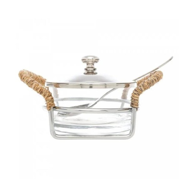 Encontraproduto.com.br - Açucareiro Em Inox Com Alça Em Sisal Nature 14x8cm Wolff