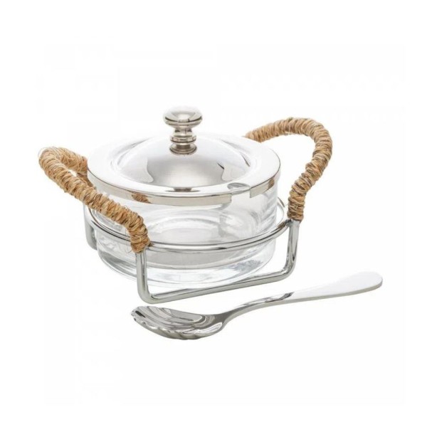 Encontraproduto.com.br - Açucareiro Em Inox Com Alça Em Sisal Nature 14x8cm Wolff