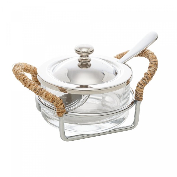 Encontraproduto.com.br - Açucareiro Em Inox Com Alça Em Sisal Nature 14x8cm Wolff