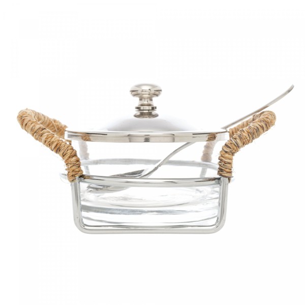 Encontraproduto.com.br - Açucareiro Em Inox Com Alça Em Sisal Nature 14x8cm Wolff