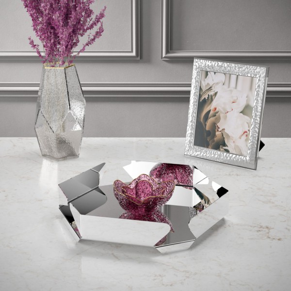 Encontraproduto.com.br - Centro de Mesa de Aço Inox Origami 31cm x 7cm x 31cm - Wolff