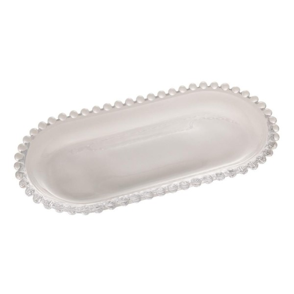 Encontraproduto.com.br - Kit 2 Travessas Oval De Cristal Pearl 24cm X 12cm X 2cm