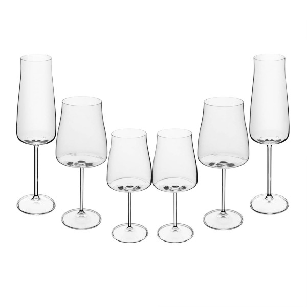 Conjunto 18 Taças em Cristal Alex para Vinho Tinto, Branco e Espumante - Wolff
