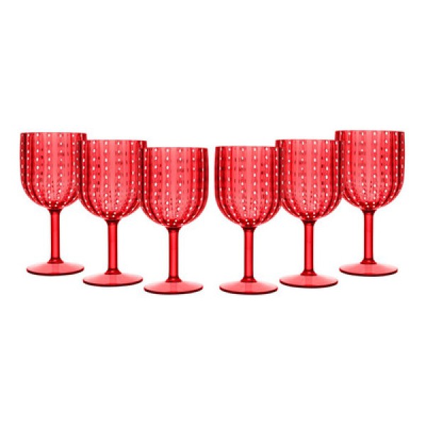 Encontraproduto.com.br - Conjunto 6 Taças de Acrílico Orquídea Vermelha 350ml - Wolff