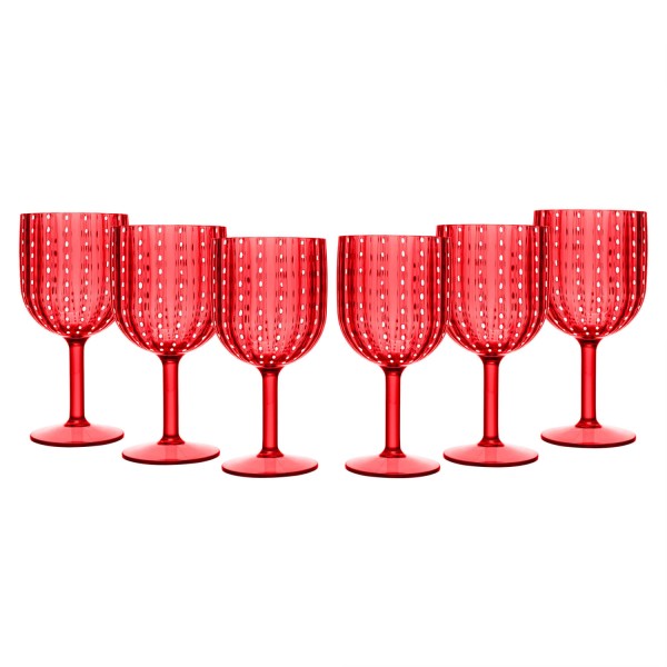 Encontraproduto.com.br - Conjunto 6 Taças de Acrílico Orquídea Vermelha 350ml - Wolff