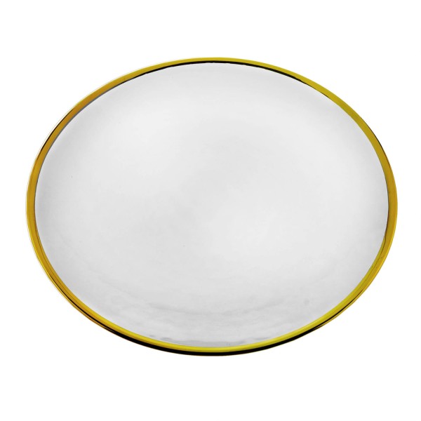 Encontraproduto.com.br - Conjunto 6 Pratos Rasos de Cristal com Borda Dourado Agate 26cm - Wolff