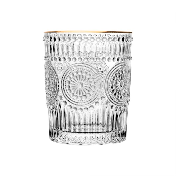 Encontraproduto.com.br - Conjunto de Jarra e 6 Copos de Vidro com Fio de Ouro Mandala - Wolff