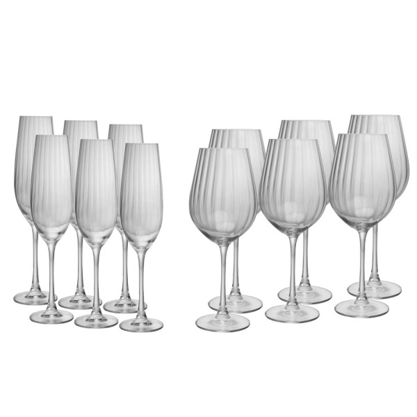 Conjunto 6 Taças e 6 Taças de Champanhe de Cristal Columba Optic - Wolff