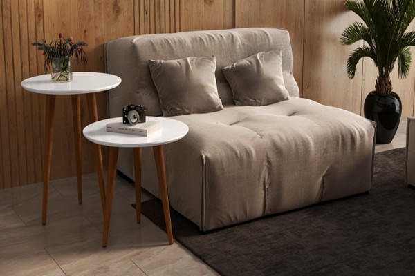 Encontraproduto.com.br - Jogo 2 Mesas Lateral e Apoio Redonda Prime Retrô Pés Palito cor Branco - Comprar Móveis em Casa