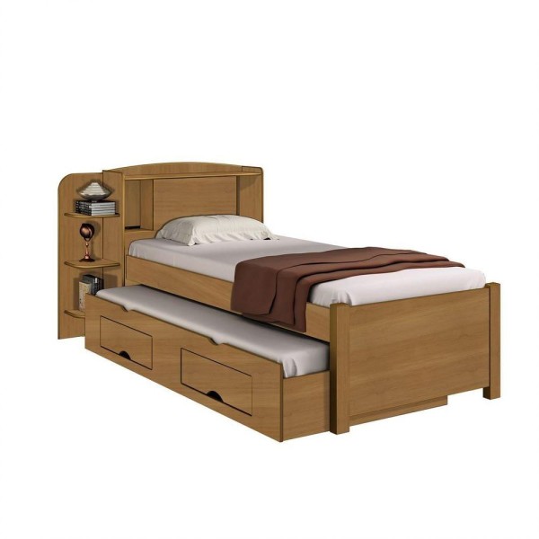Encontraproduto.com.br - Cama Solteiro Milênio Plus C/ Baú E Box Com 2 Gavetas Ddoro Cinamomo