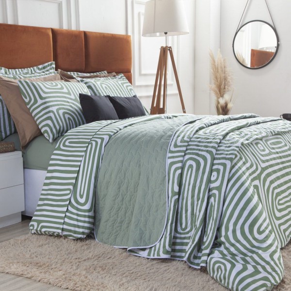 Encontraproduto.com.br - Colcha Queen 3 Peças Algodão Tous Les Jours Estampado Cor Meu Astral Floral