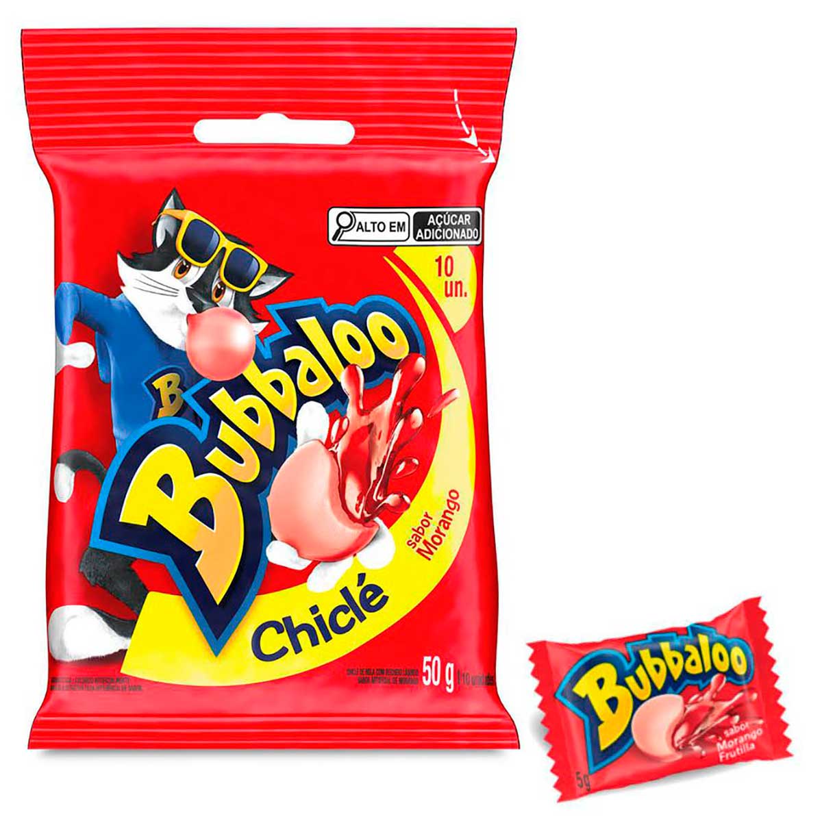 Encontraproduto.com.br - Chiclete Bubbaloo Morango 5g - Pacote com 10 unidades