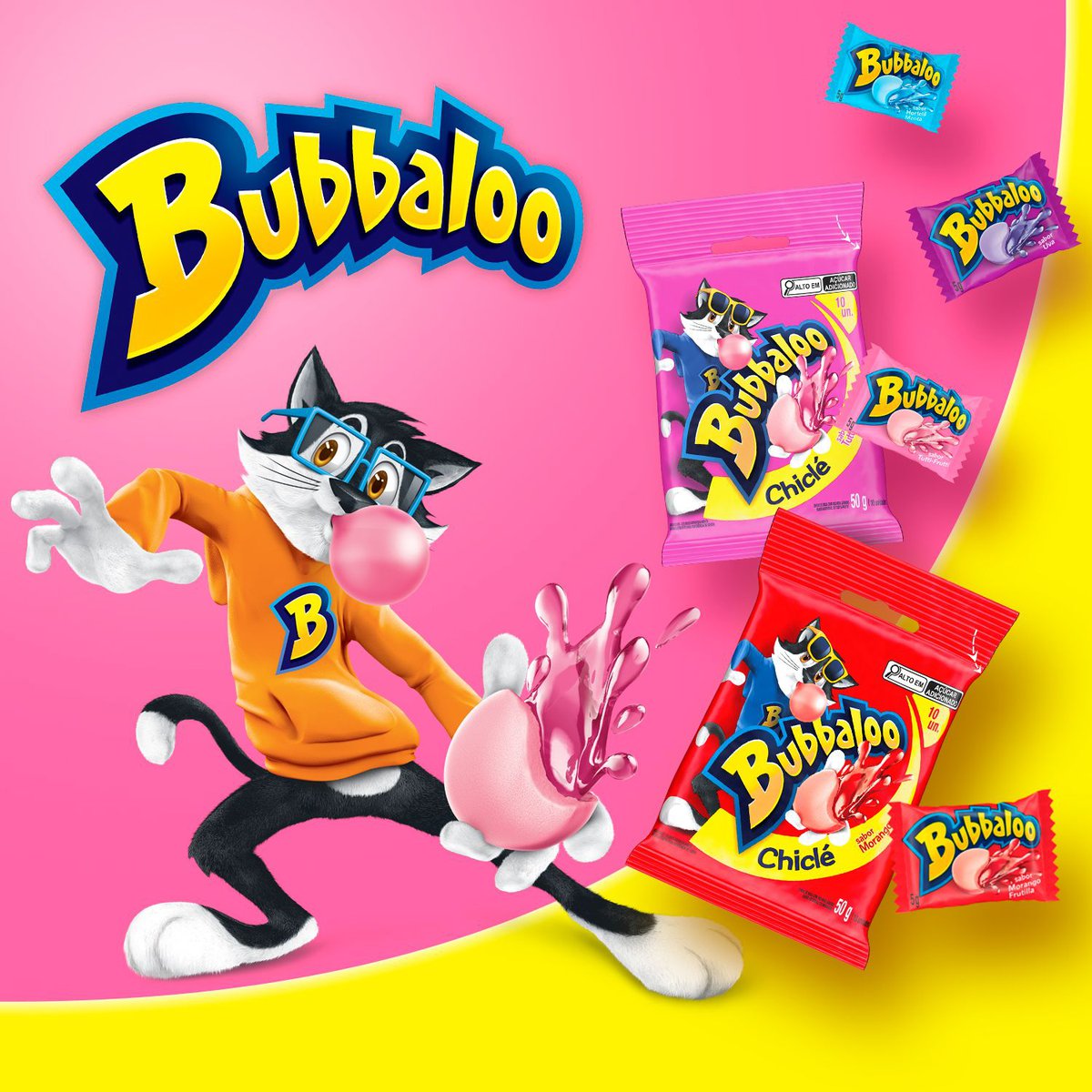Encontraproduto.com.br - Chiclete Bubbaloo Morango 5g - Pacote com 10 unidades