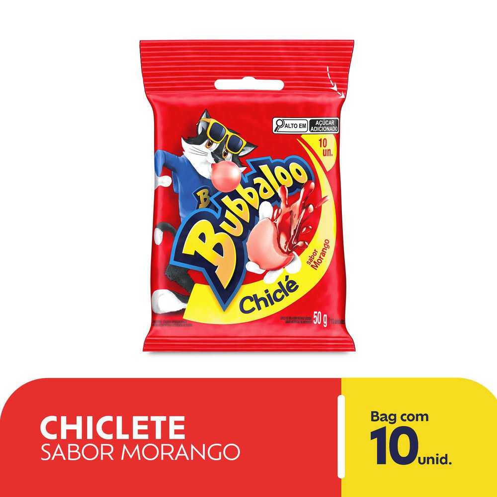 Encontraproduto.com.br - Chiclete Bubbaloo Morango 5g - Pacote com 10 unidades