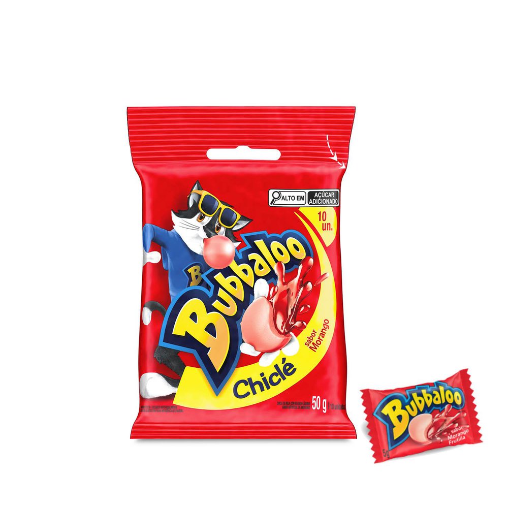 Encontraproduto.com.br - Chiclete Bubbaloo Morango 5g - Pacote com 10 unidades