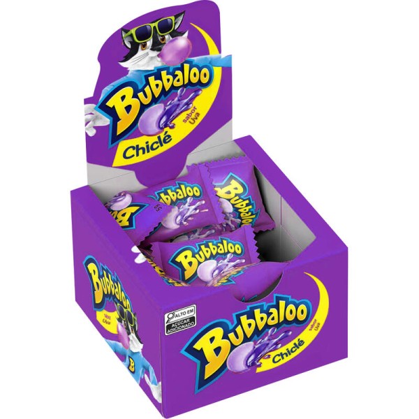Chiclete Adams Bubbaloo Uva Caixeta com 60 unidades
