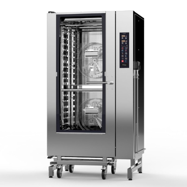 Encontraproduto.com.br - Forno Combinado Elétrico 10 Funções 500 receitas C-MAX 20V c/ Carro Gaiola 20 GNs, Tecnologia Steam Power e Higienização Automática - Prática
