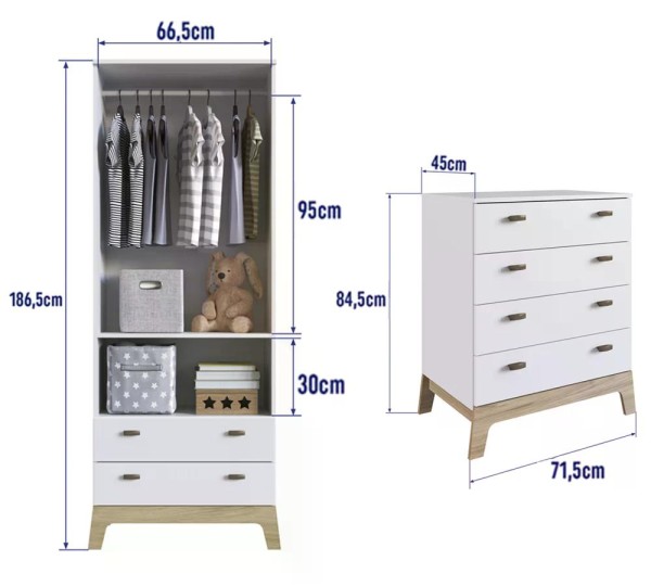 Encontraproduto.com.br - Quarto Infantil 5 Peças Favo de Mel FM035 Branco Completa Moveis