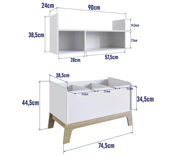 Encontraproduto.com.br - Quarto Infantil 5 Peças Favo de Mel FM035 Branco Completa Moveis